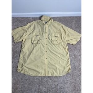 Bimini Bay vented fishing shirt size XL pale yellow performance UPF Enscripted